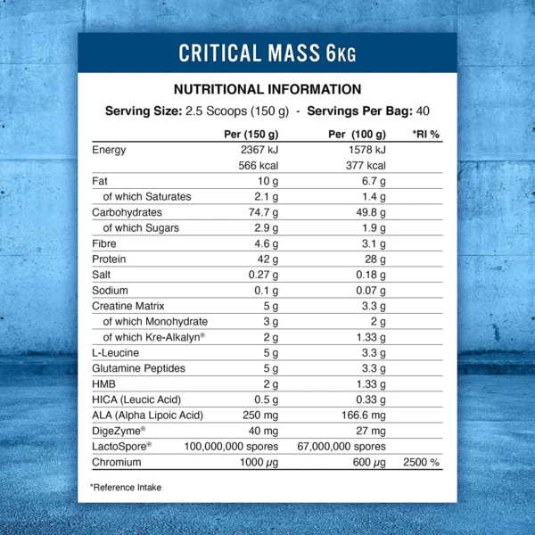 Critical Mass Gainer Vanilla 6Kg Applied Nutrition - Image 2